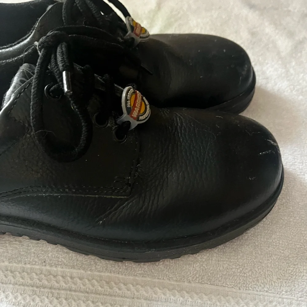 Warrior Black Leather Safety Steel Toe Shoes Sz 8
